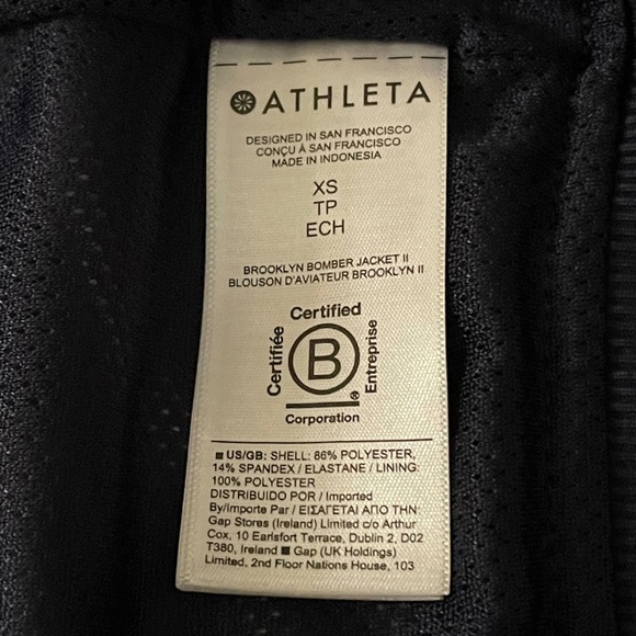 Athleta Brooklyn Bomber Jacket II Navy Blue Camo Full Zip Lined Stretch size XS - Picture 9 of 11